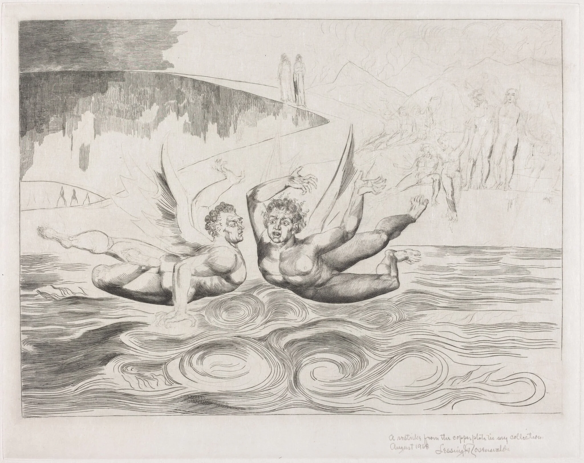 The Circle of the Corrupt Officials; the Devils Mauling Each Other, by William Blake, ink, 1827