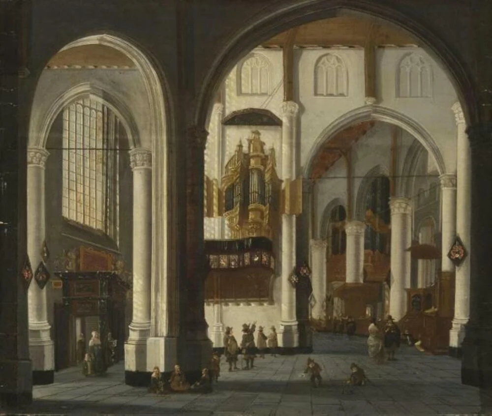 Interior of the St. Laurenskerk, Rotterdam, by Unknown, oil, 1655