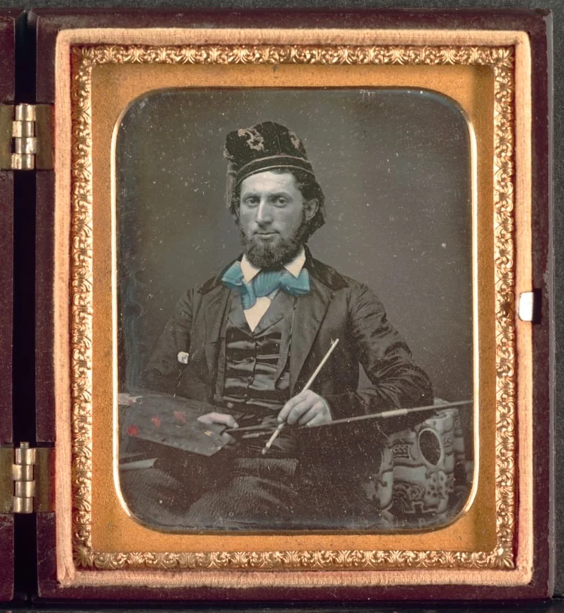 Artist with His Palette and Brushes, by Unknown, 1855