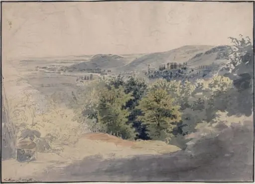 Landscape with hills in the background