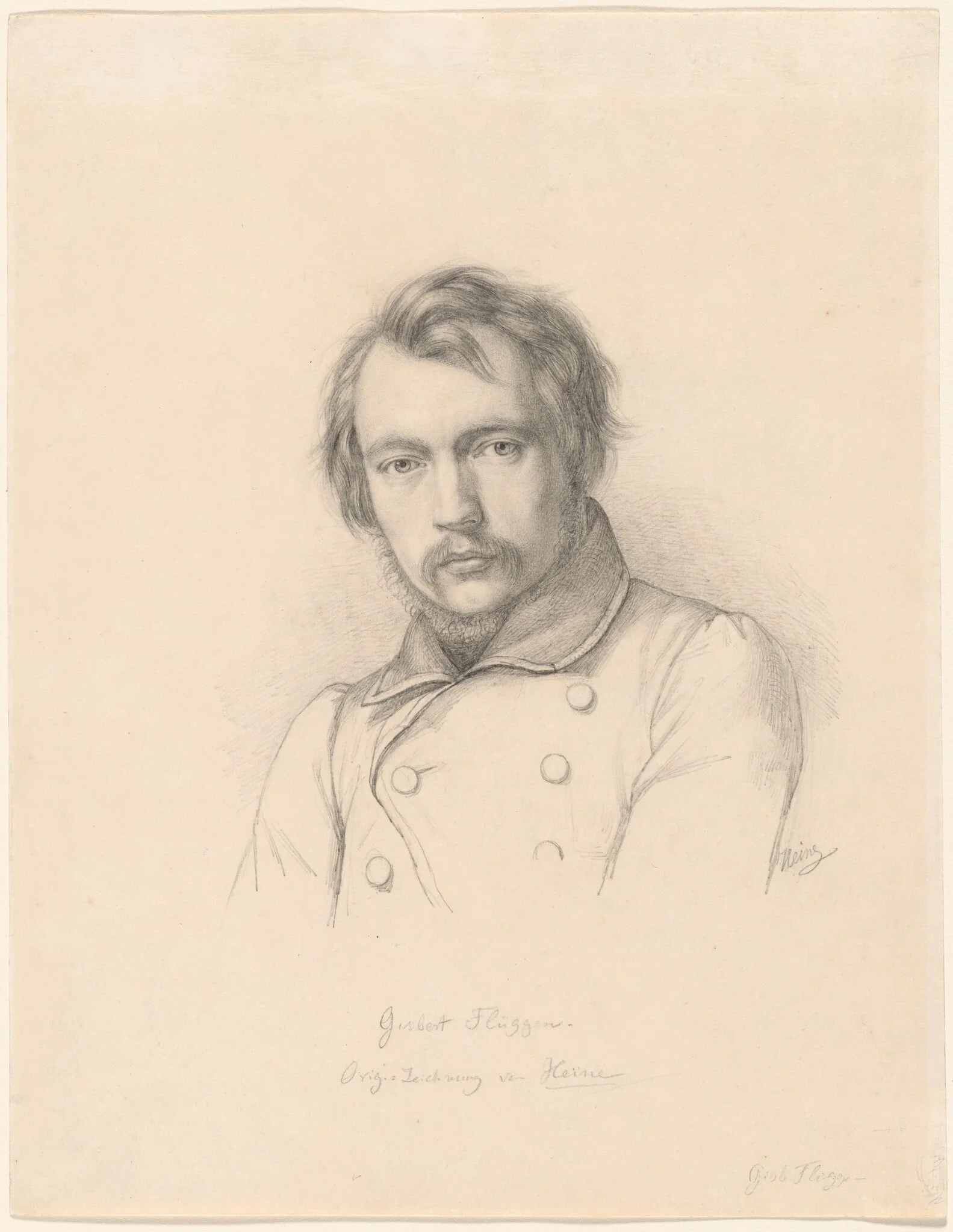 Gisbert Flüggen, by Wilhelm Joseph Heine, graphite, 1834