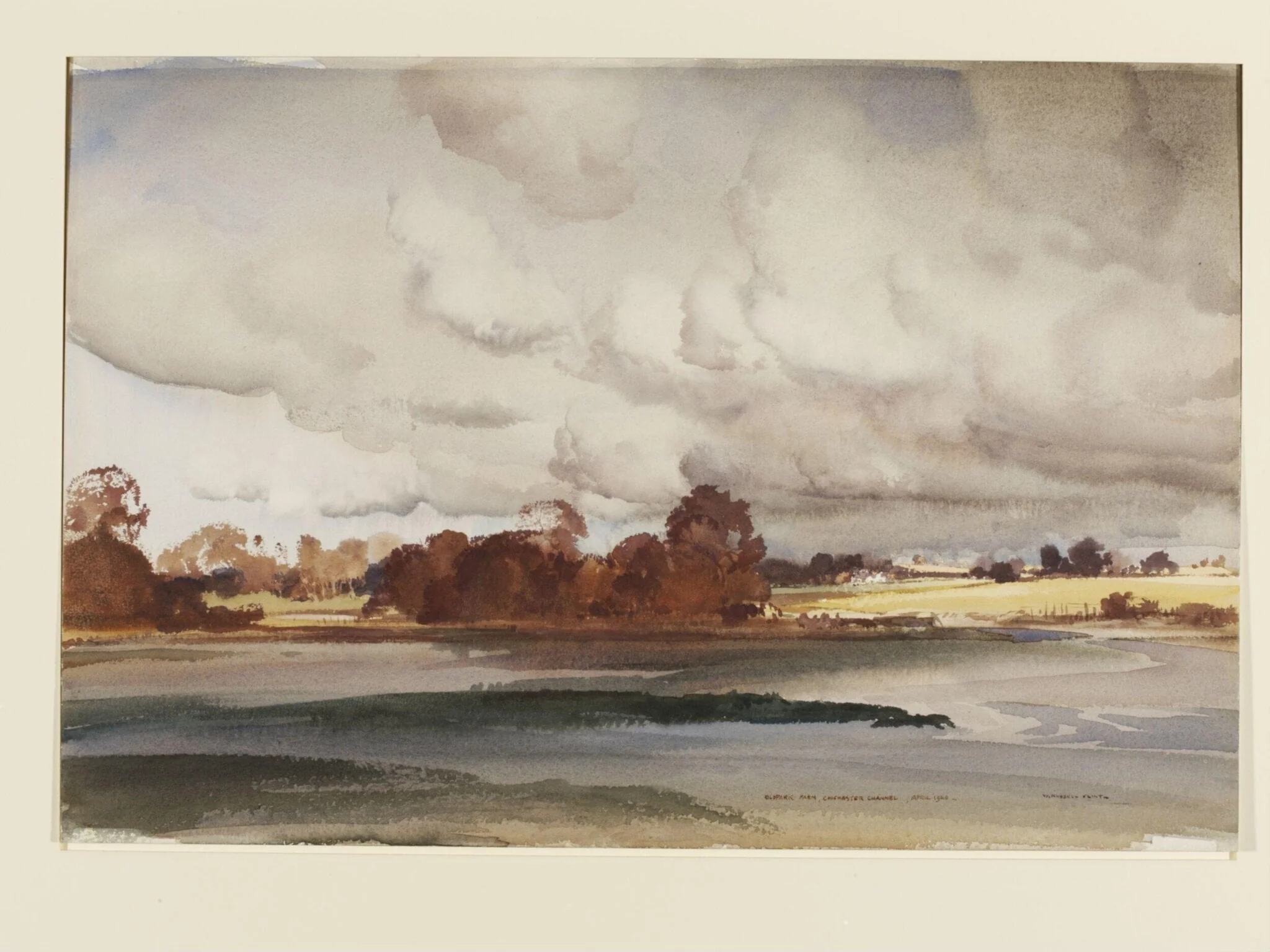 Oldpark Farm, Chichester Channel, by Flint, watercolor, 1940