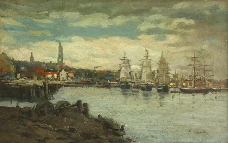 Sea port, by Eugène Boudin, oil, 1850