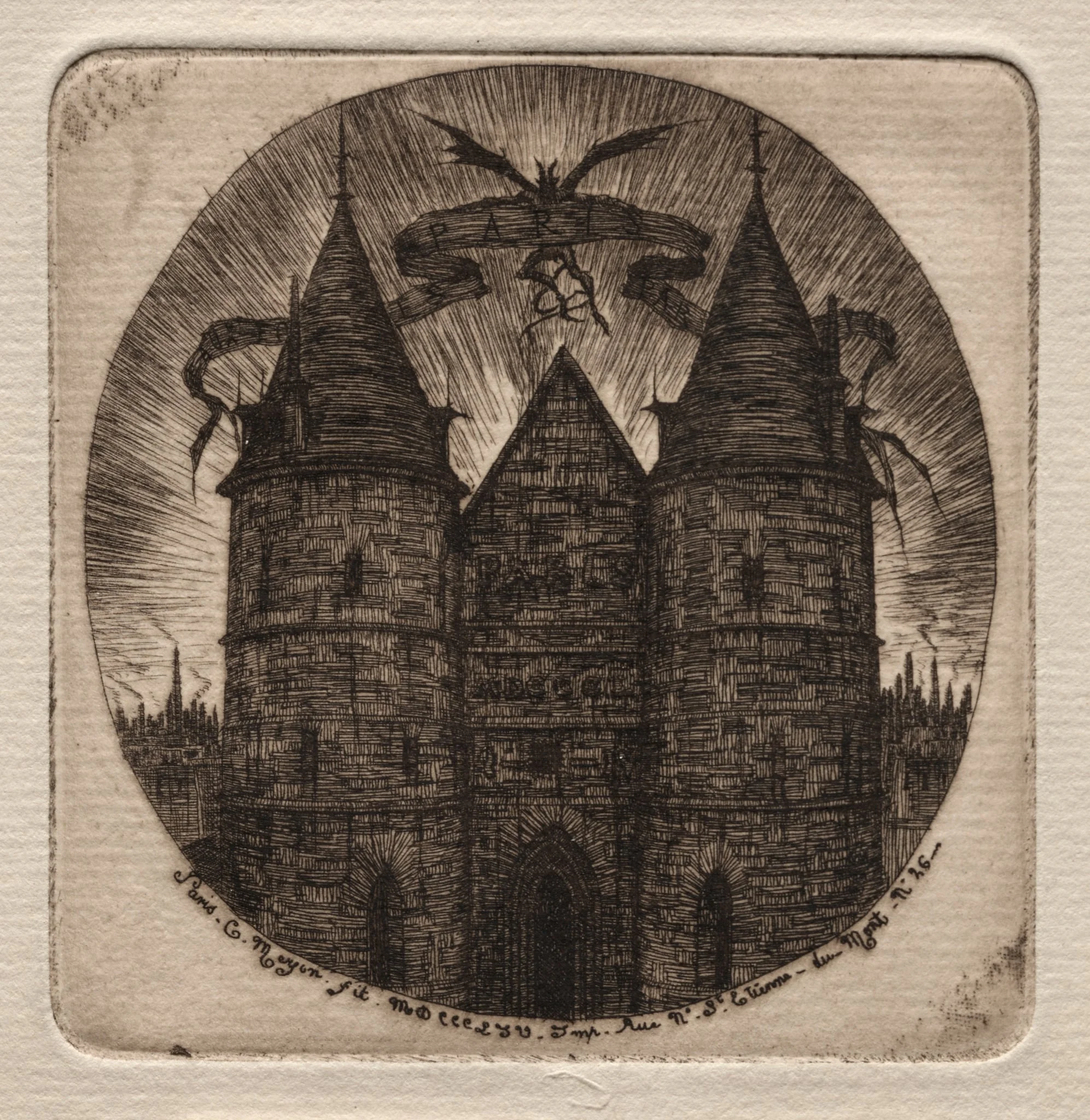 Etchings of Paris:  Old Gate of the Palace of Justice, by Charles Meryon, 1854