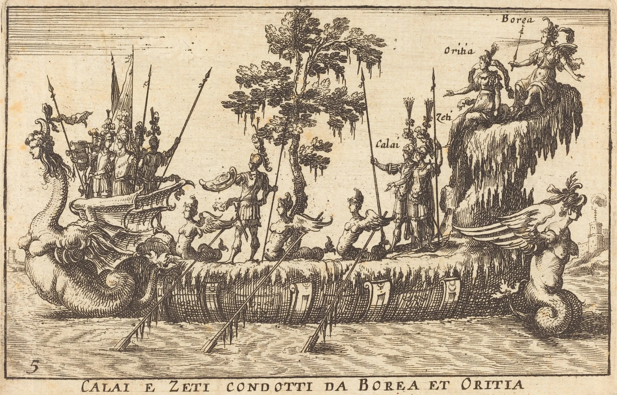 Calai e Zeti condotti da Borea et Oritia, by Balthasar Moncornet, ink, 1634