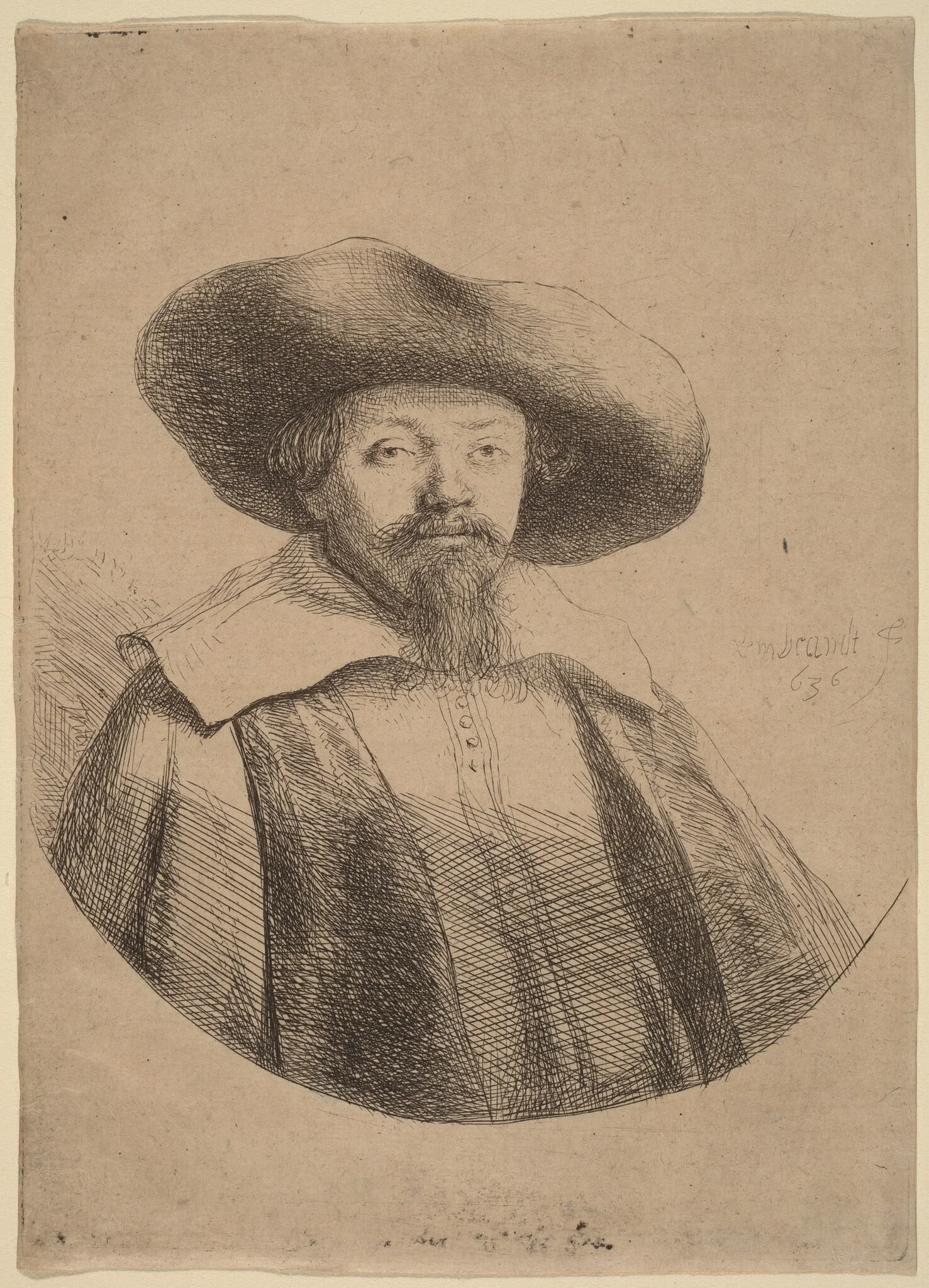 Samuel Menasseh ben Israel, by Rembrandt, ink, 1636