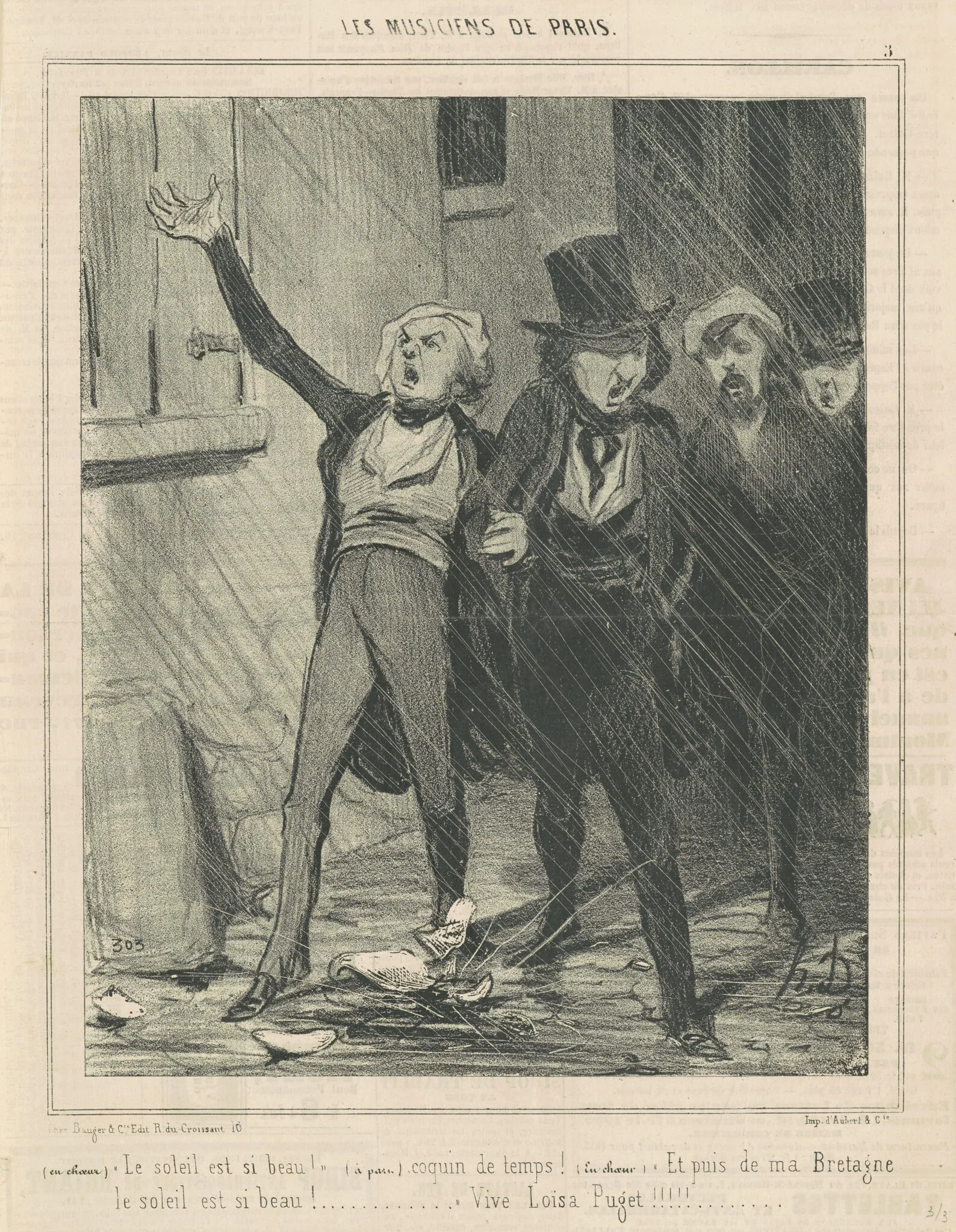 En choeur. Le soleil est si beau ..., by Honoré Daumier, ink, 1841