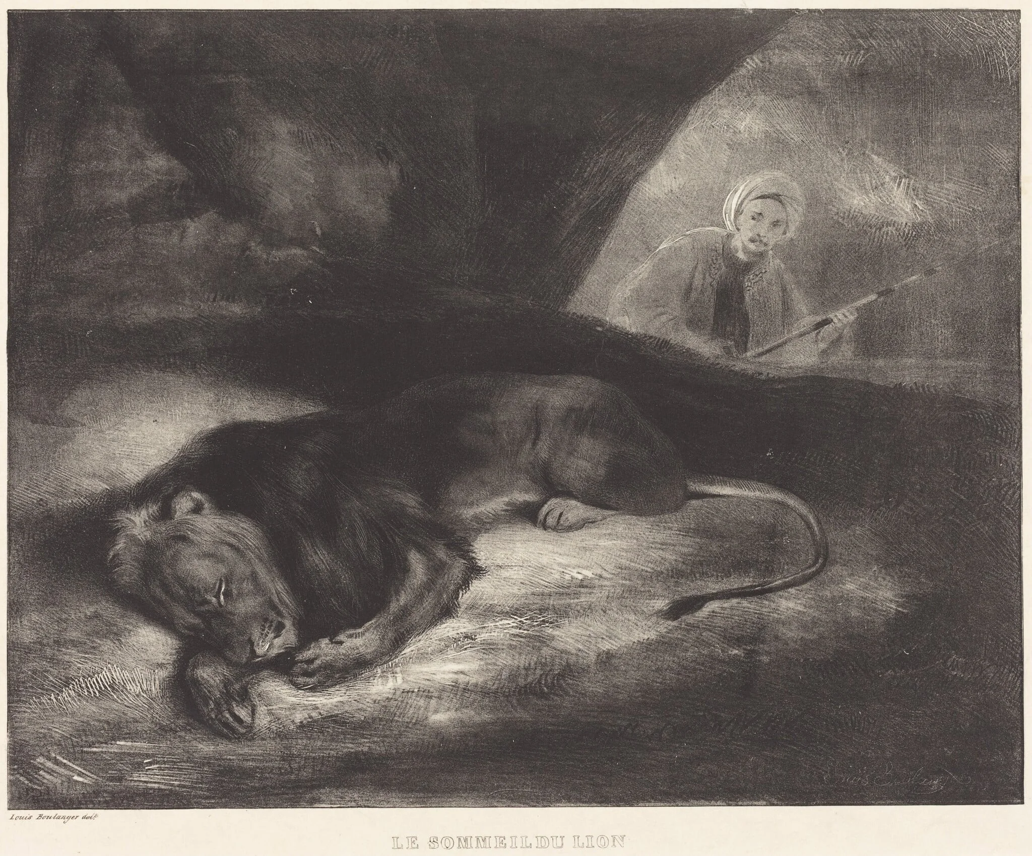 Le Sommeil du lion, by Louis-Candide Boulanger, ink, 1836