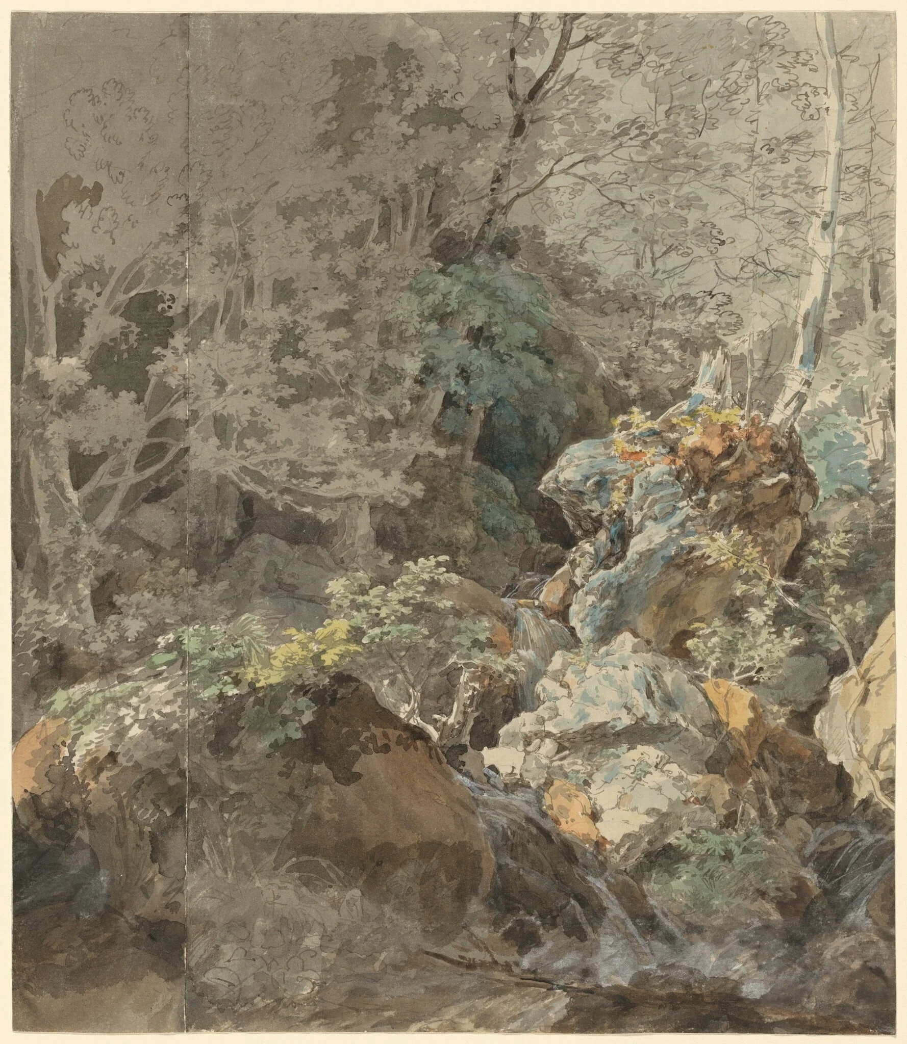 Waterfalls in a Mountain Forest, by Johann Georg von Dillis, graphite, 1797