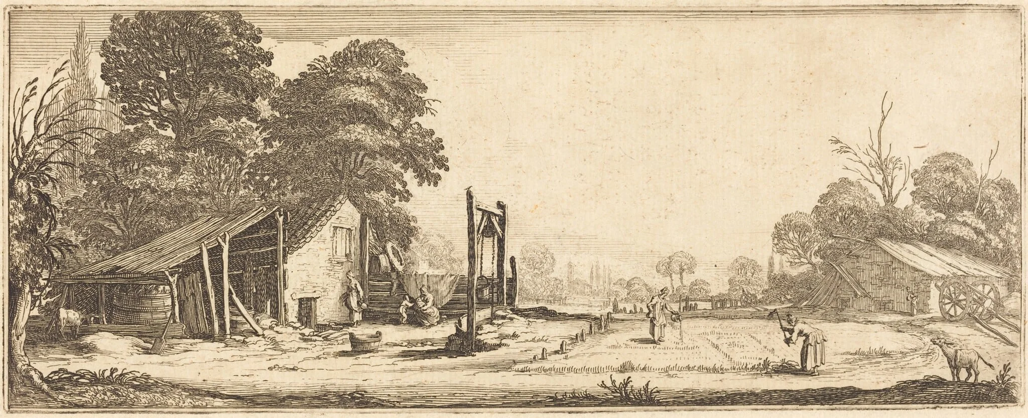 The Garden, by French 17th Century, ink, 1634
