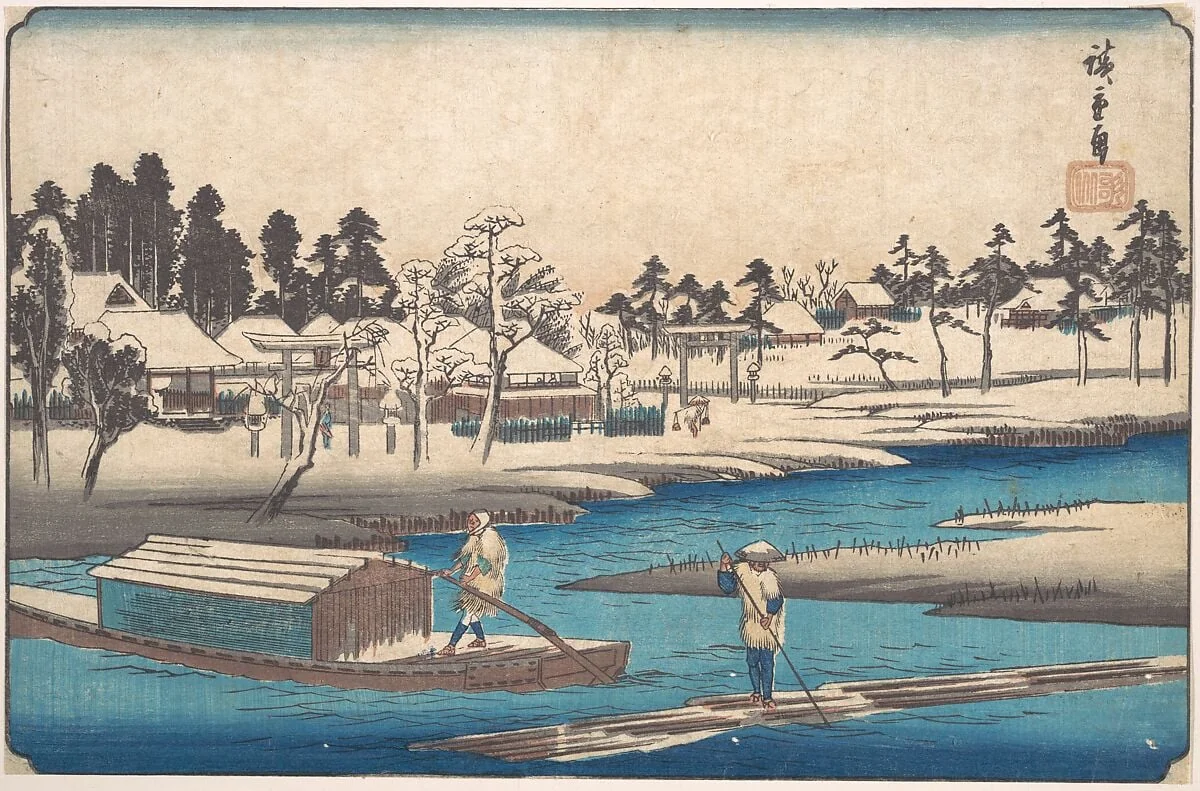 東都名所　真崎雪晴ノ図|Clearing Weather after Snow at Massaki, by Utagawa Hiroshige, ink, 1828