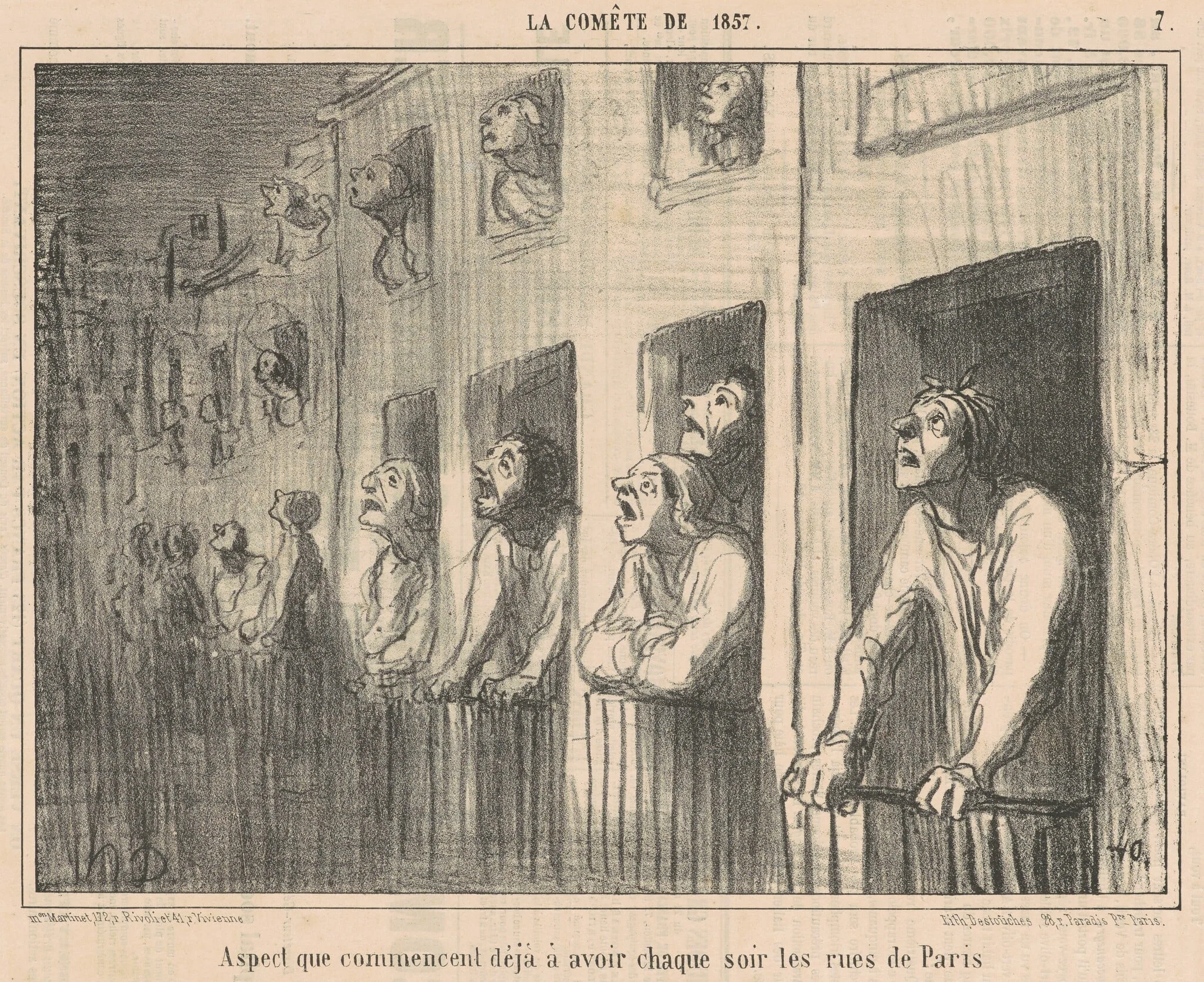 Aspect que commencent dèja a avoir ..., by Honoré Daumier, ink, 1857