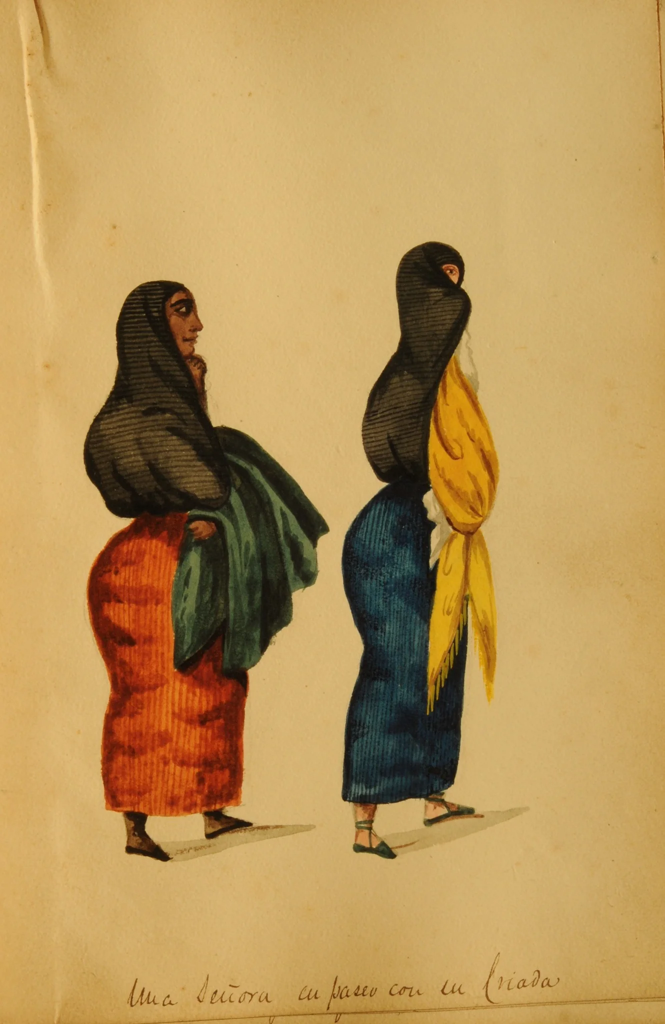 A lady on a walk with her maid