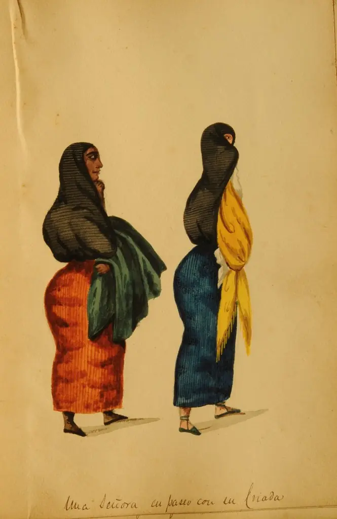 A lady on a walk with her maid