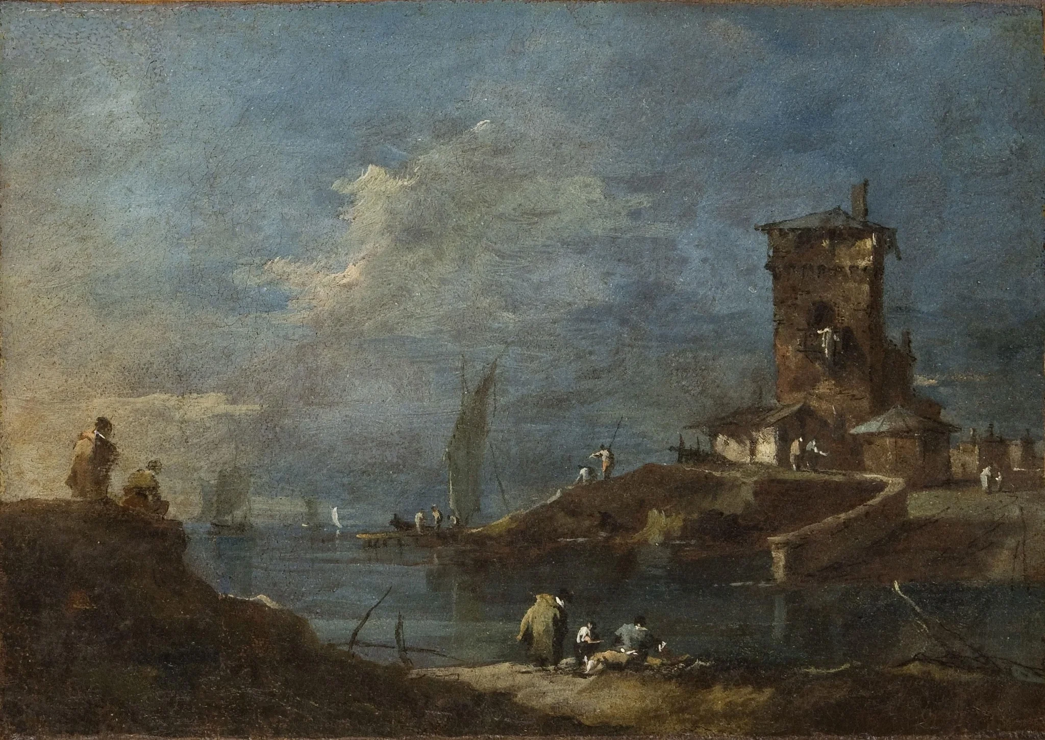 Seaport with a Castle, by Francesco Guardi, oil, 1762