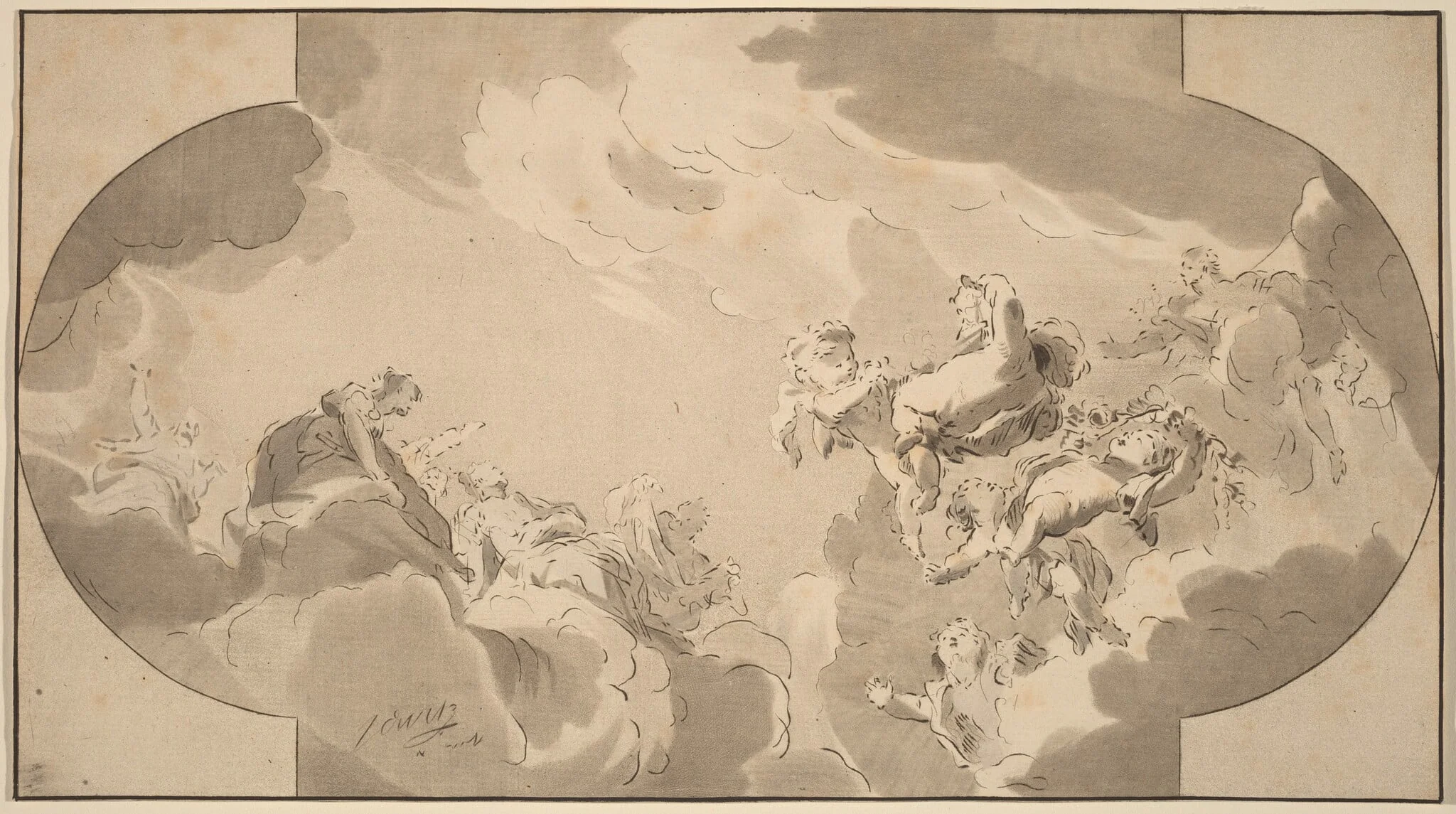 Ceiling Decoration, by Bernhard Schreuder, ink, 1740