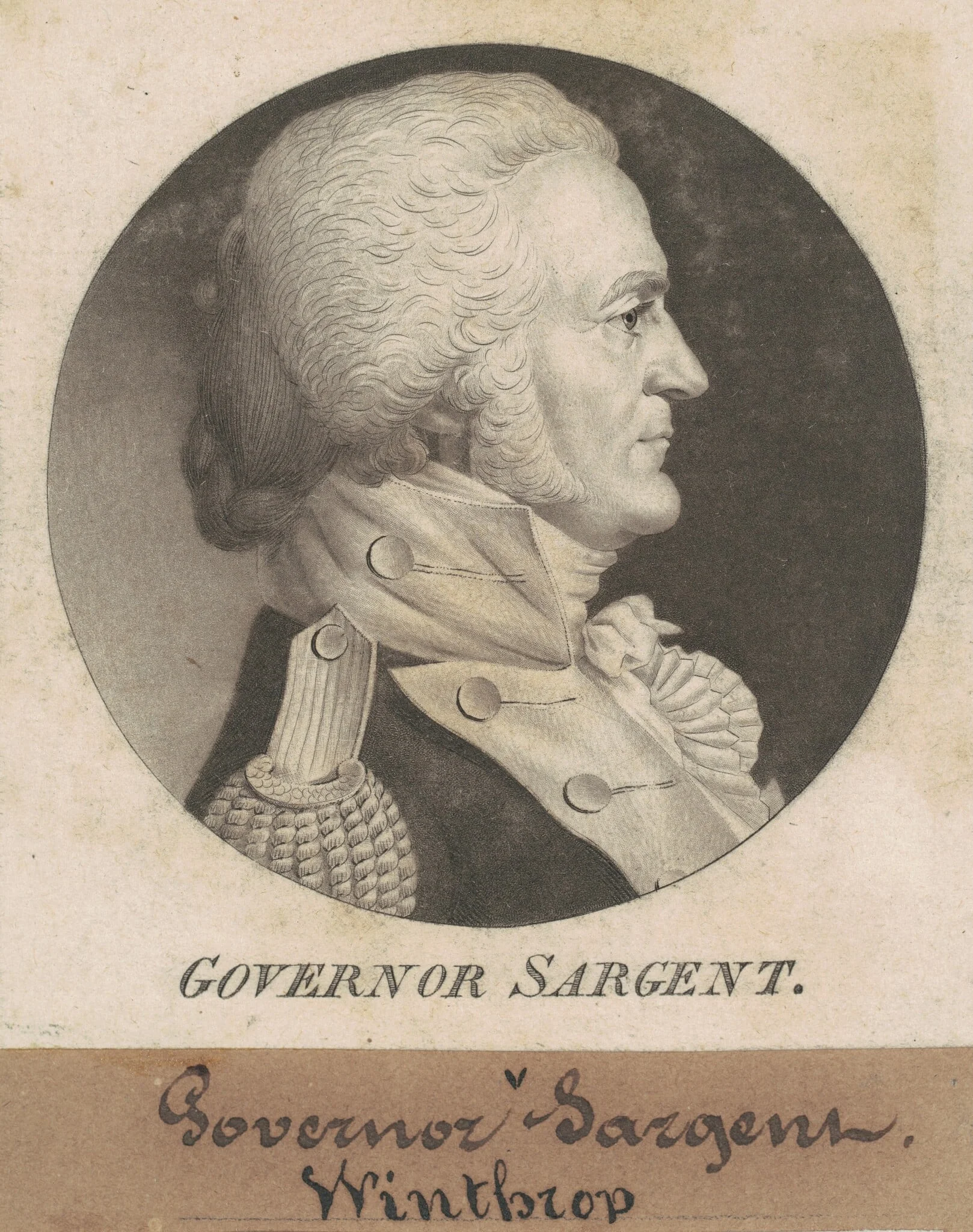 Winthrop Sargent, by Charles Balthazar Julien Févret de Saint-Mémin, ink, 1802