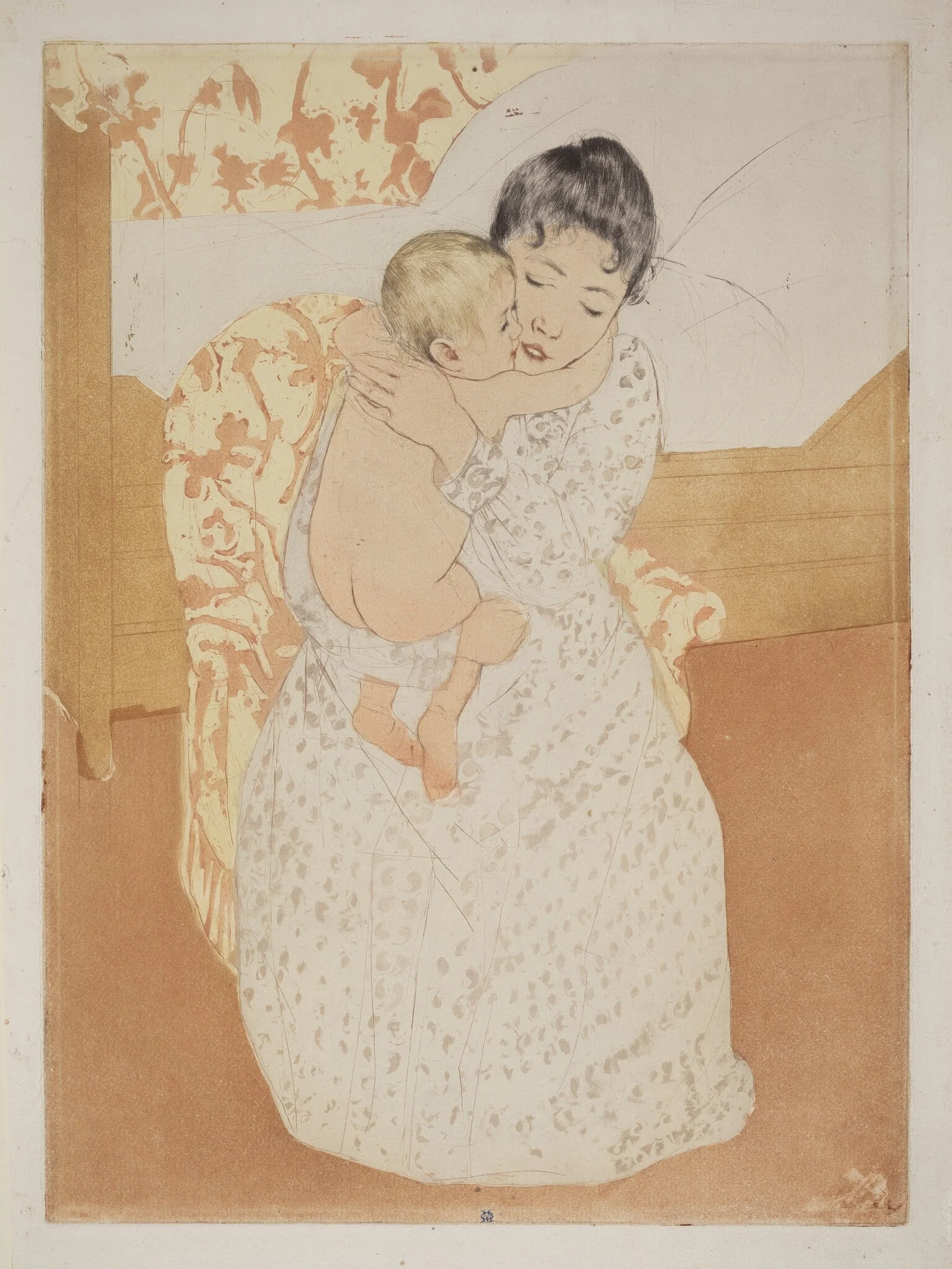 Maternal Caress, by Mary Cassatt, ink, 1890