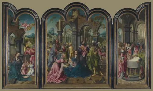 Triptych with adoration by the Magi