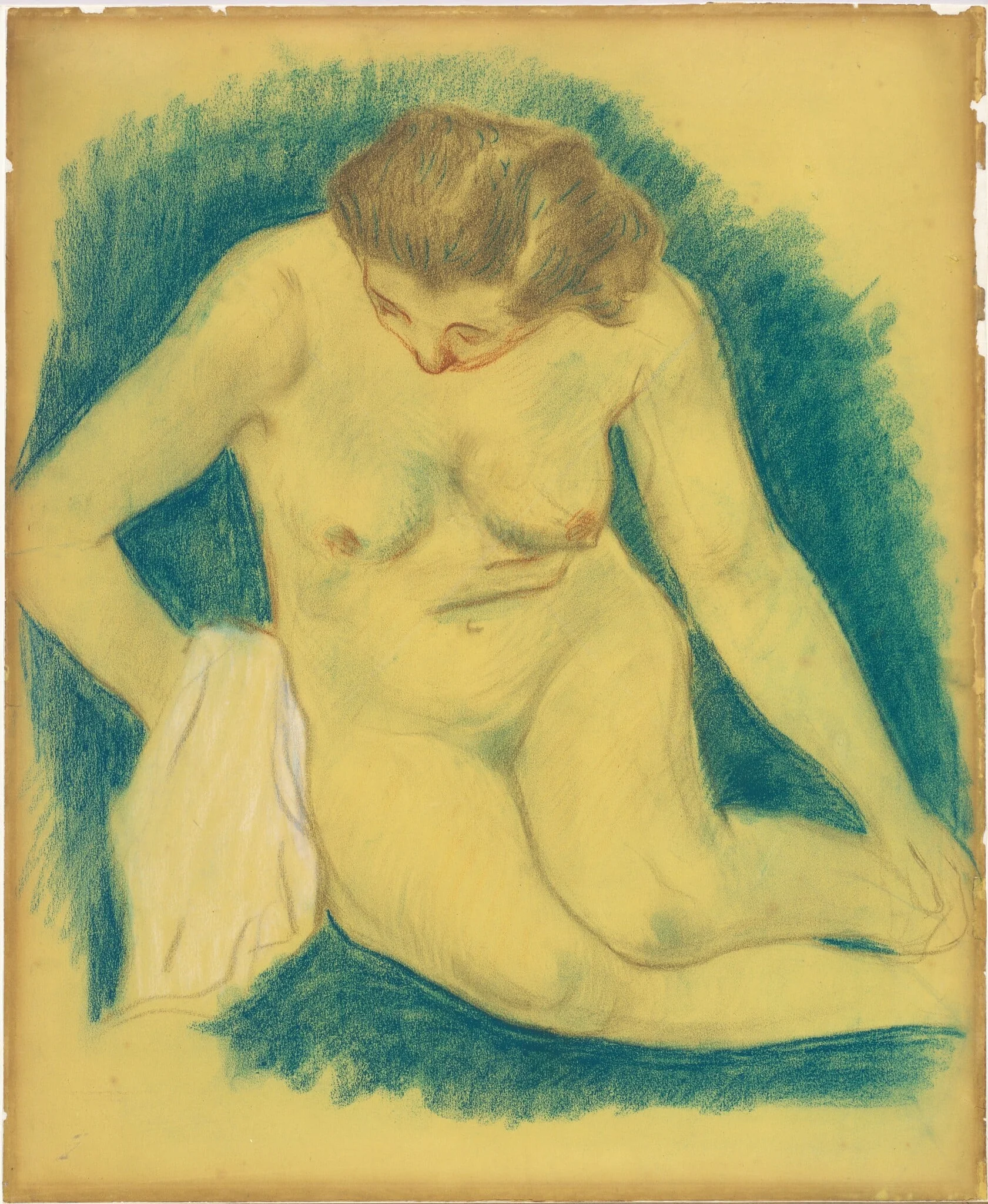 Seated Nude Seen from Above, by Paul Gauguin, pastel, 1888