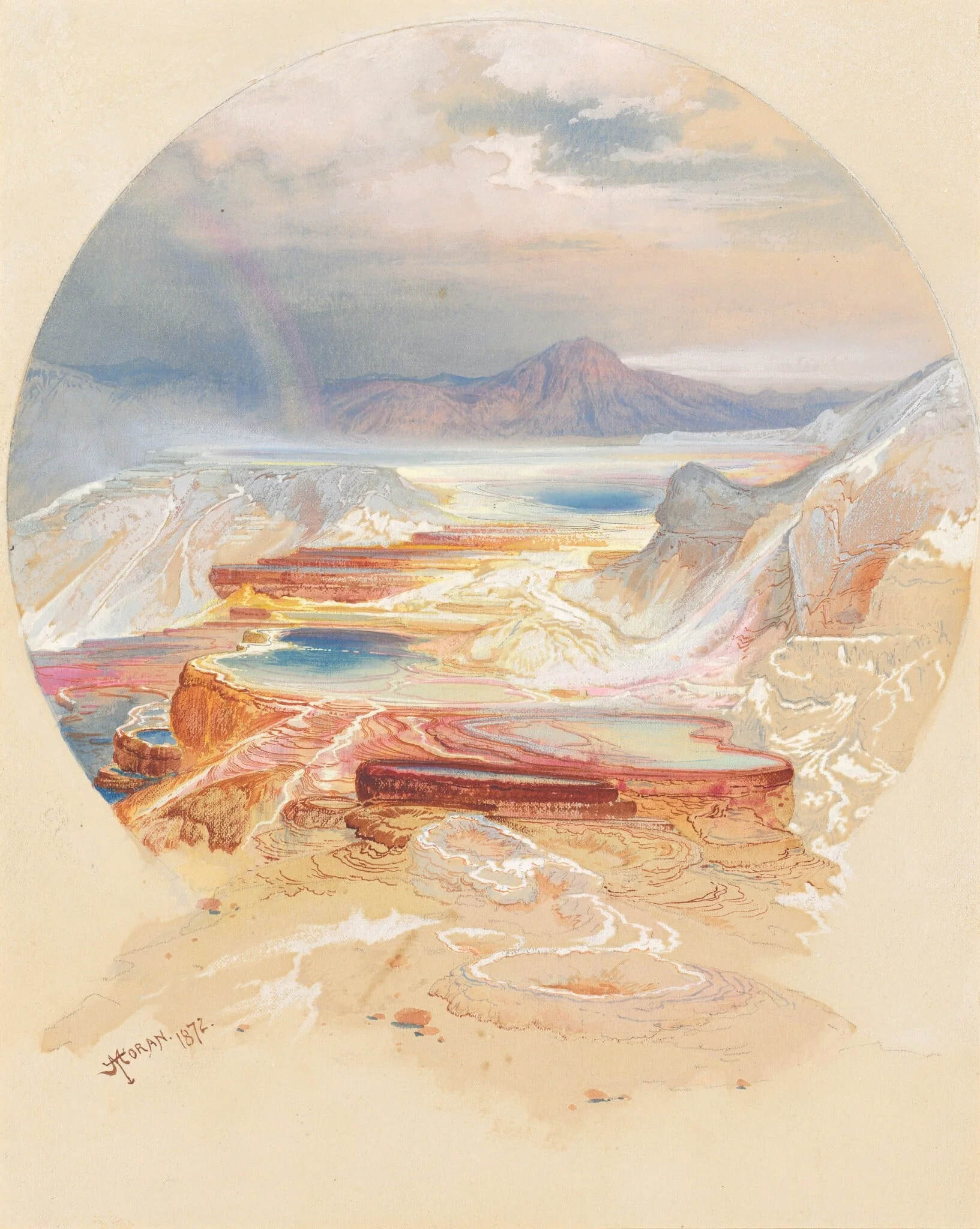 Minerva Terrace, Yellowstone, by Thomas Moran, gouache, 1872