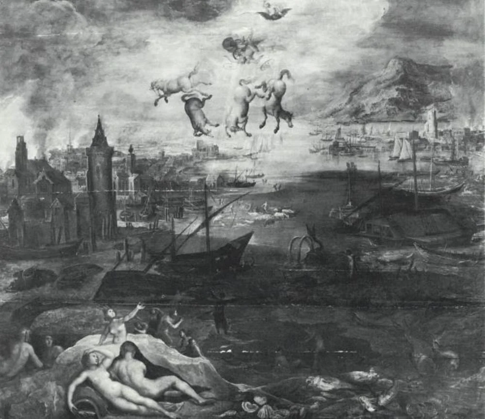 Landscape with the Fall of Phaeton, by Joos de Momper the Younger, oil, 1607