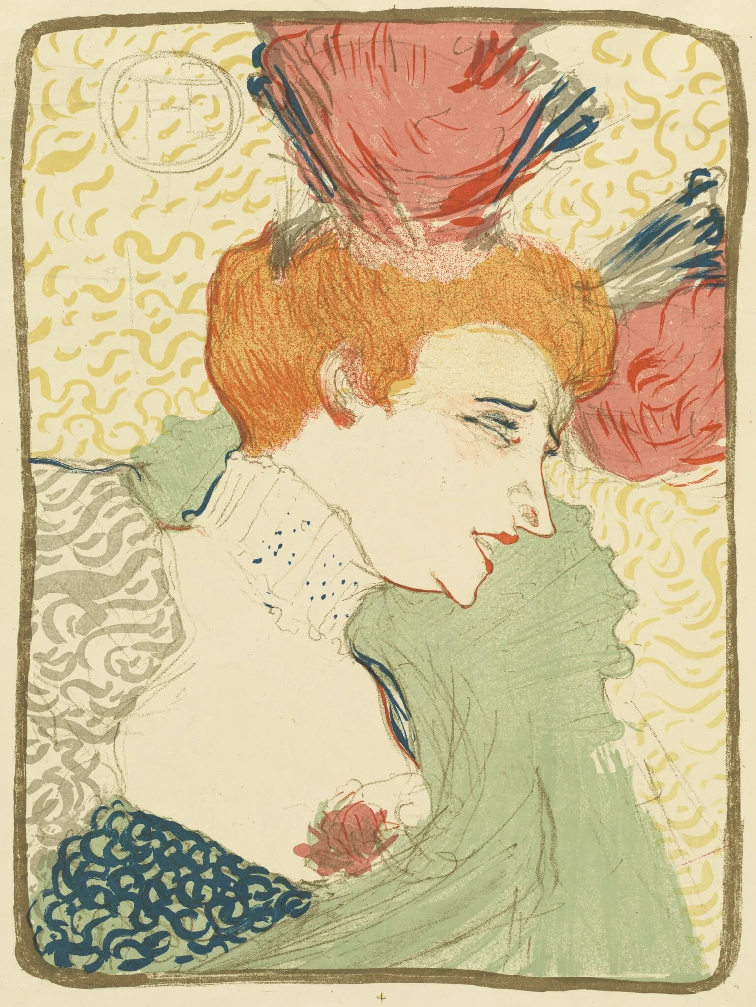 Bust of Mademoiselle Marcelle Lender (Mademoiselle Marcelle Lender, en buste), by Henri de Toulouse-Lautrec, ink, 1895