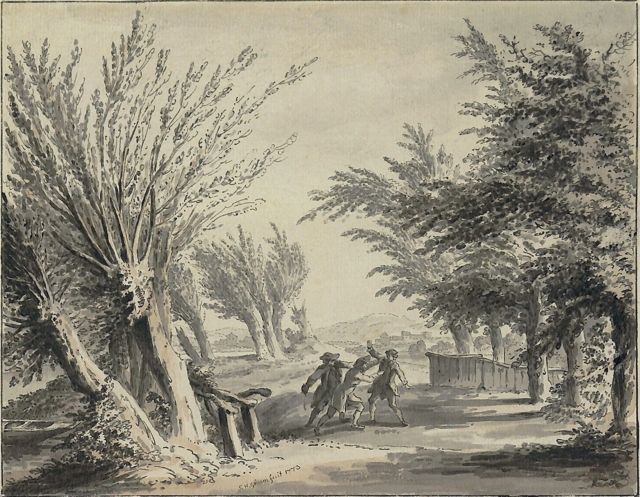 Road Scene with Footpads attacking a Traveller