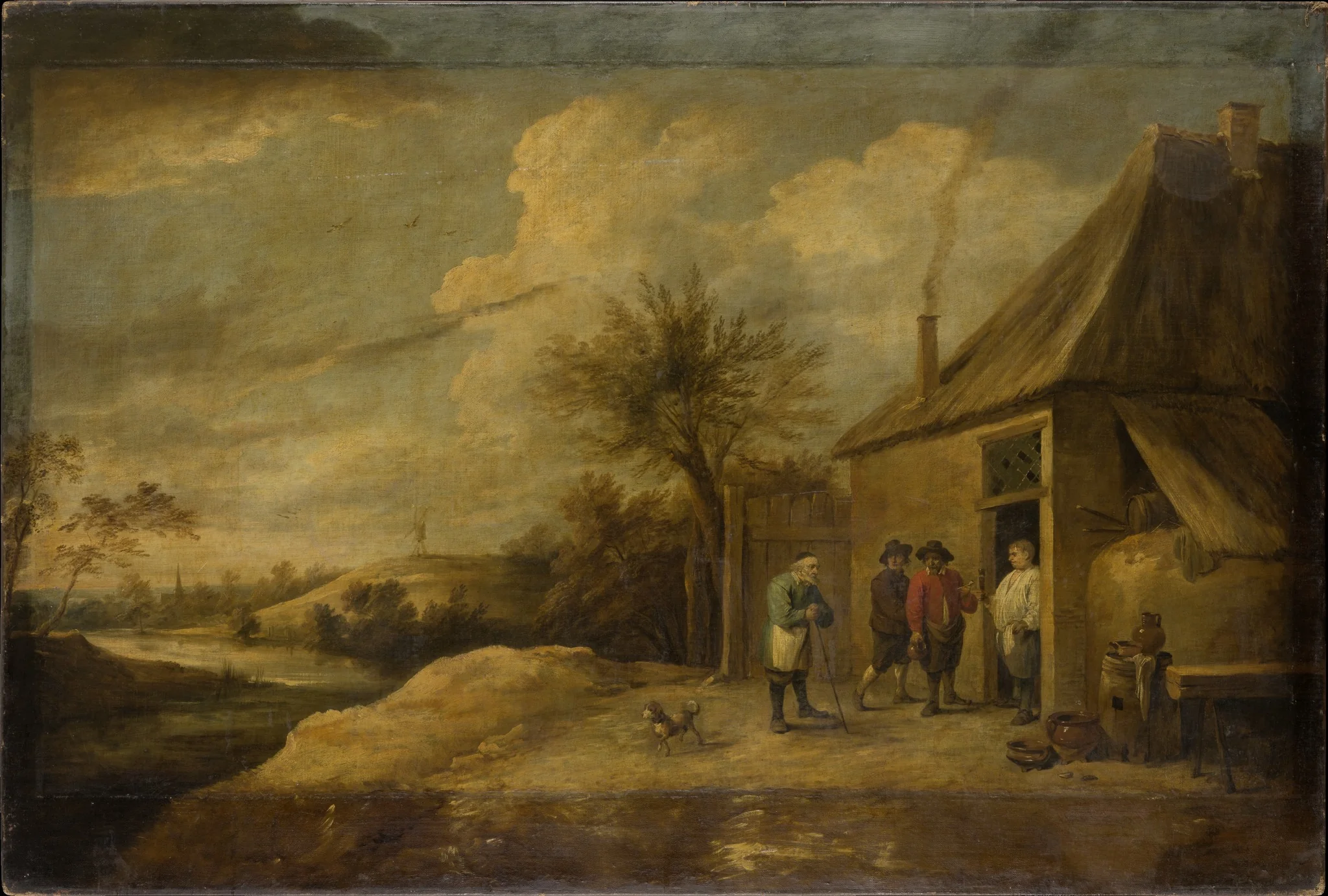 Landscape with Inn at a River, by David Teniers the Younger, oil, 1660