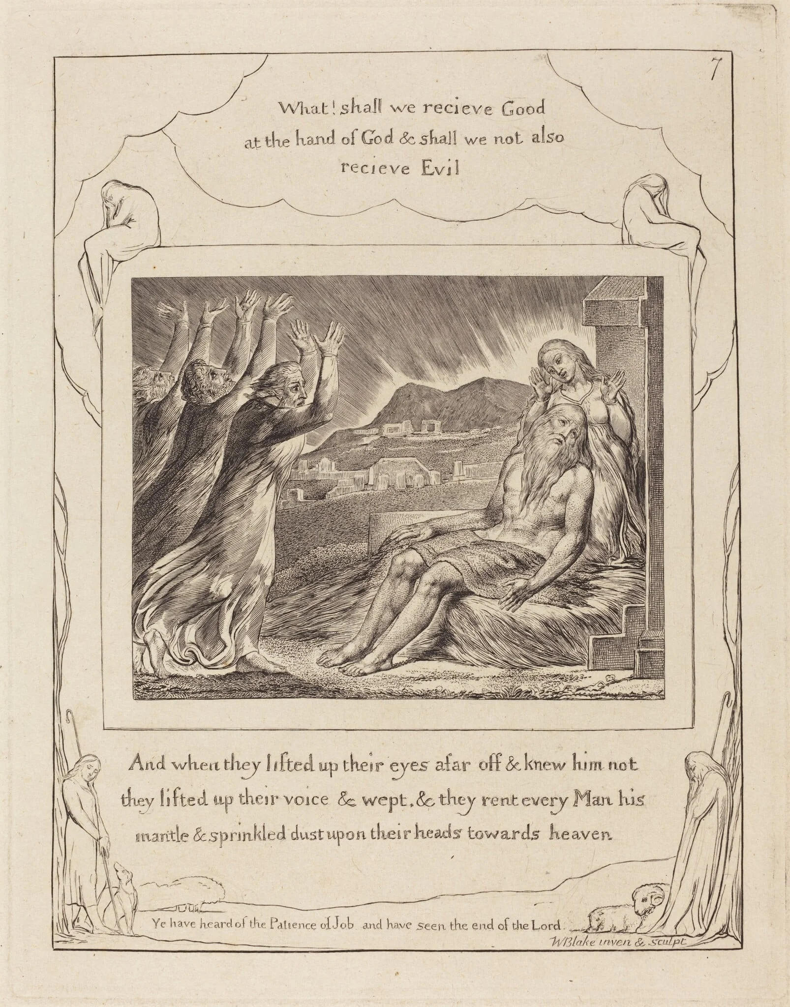 Job's Comforters, by William Blake, ink, 1825