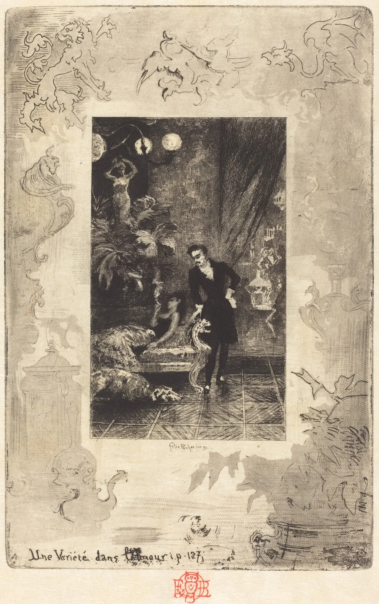 Une Variété dans l'Amour (A Change of Heart), by Félix-Hilaire Buhot, ink, 1880