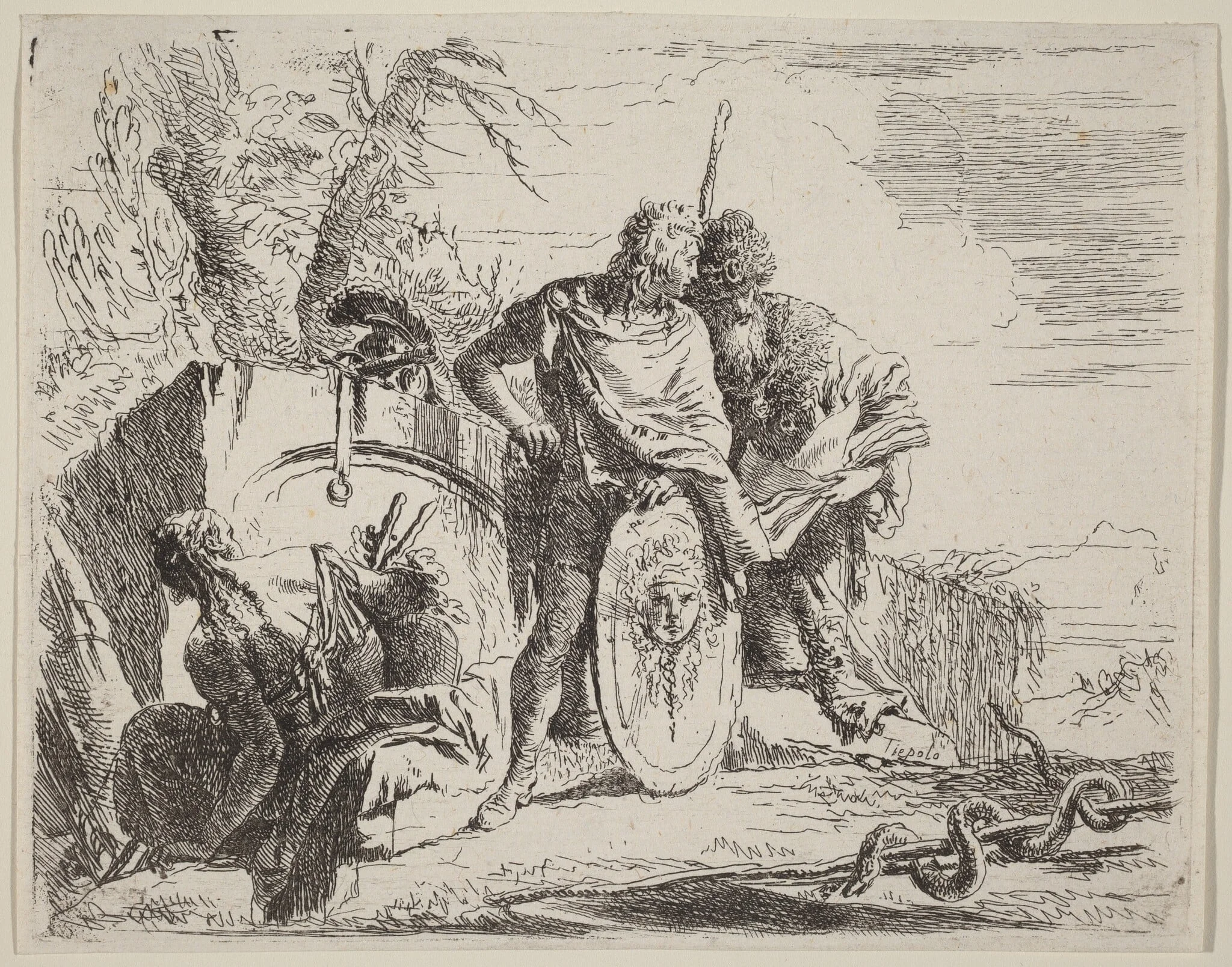 Young Soldier with Philosopher and Seated Woman