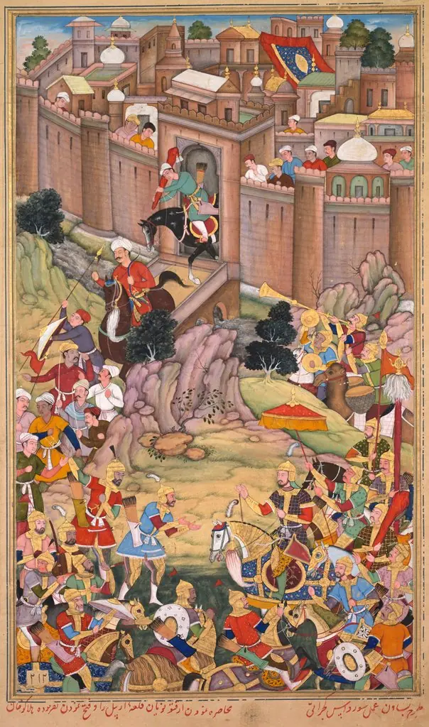 The siege of Arbela in the era of Hulagu Khan, from a Chingiz-nama (Book of Chingiz Khan) of the Jami al-tavarikh (Compendium of Chronicles) of Rashid al-Din (Persian, 1247–1318)