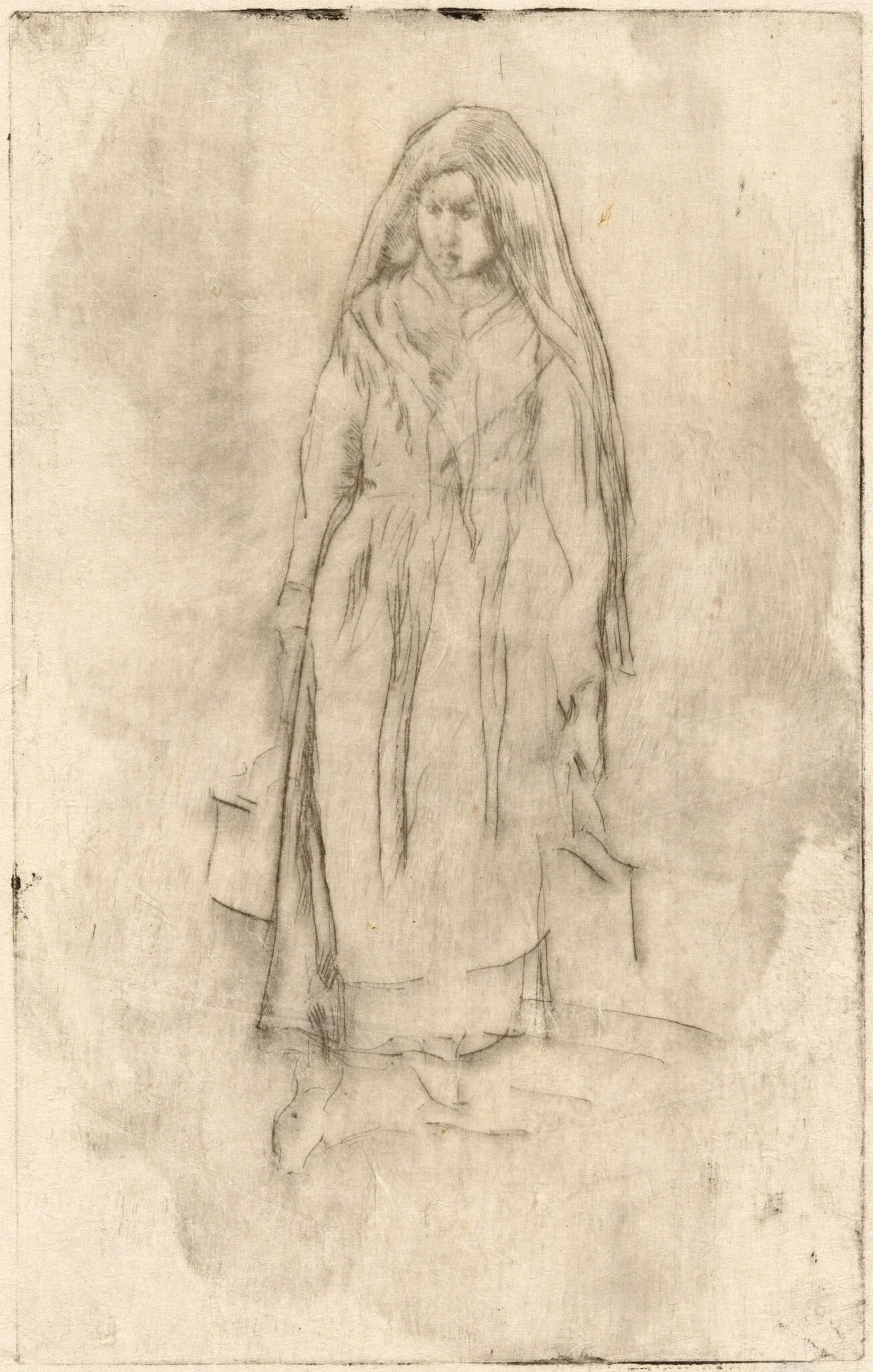 Venetian Water-Carrier, by James McNeill Whistler, ink, 1880