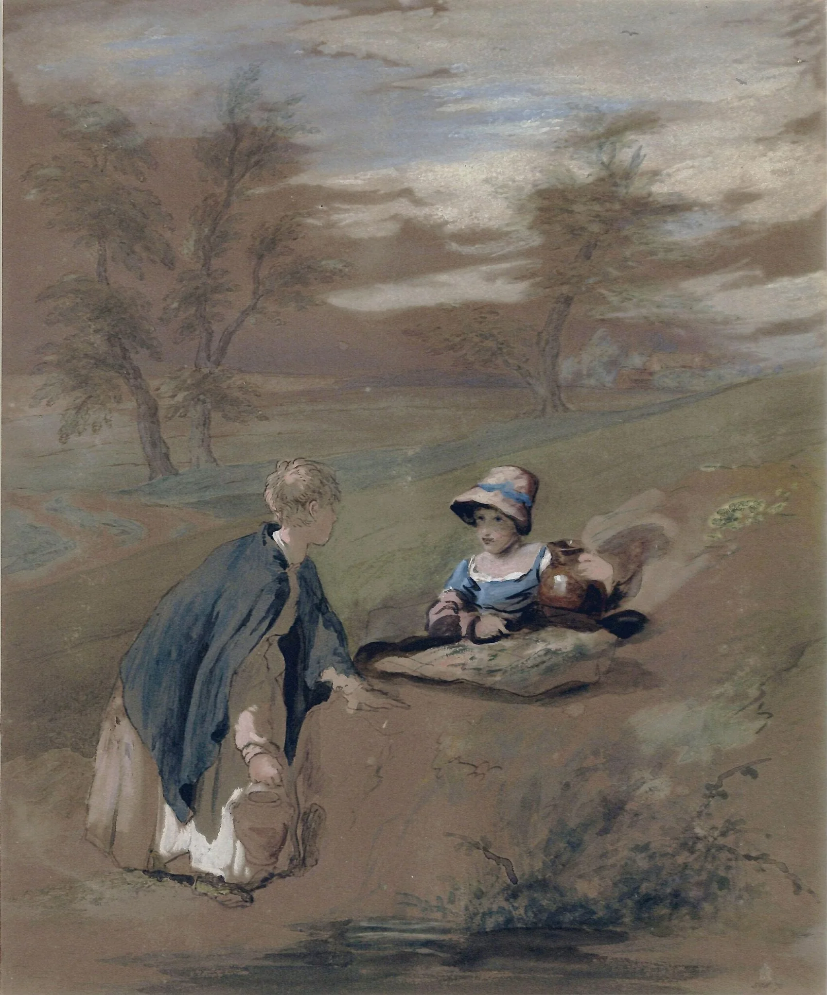 Kentish Peasant Girls, by William Collins, watercolor, 1810