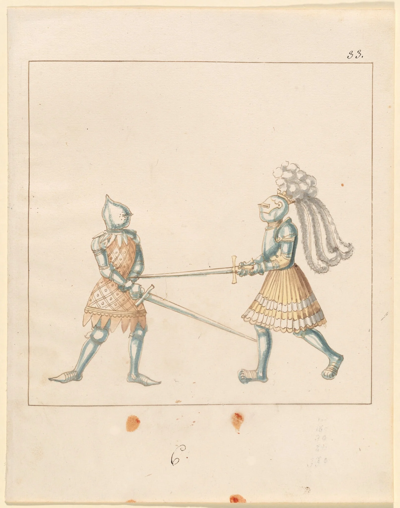 Foot Combat with Longswords, by German 16th Century, ink, 1514