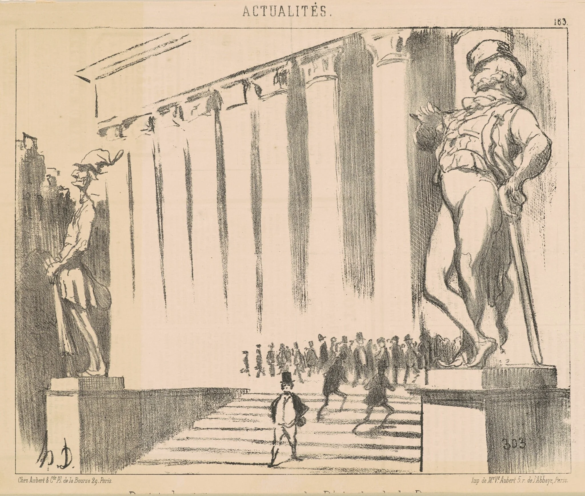 Projet de statutes pour orner ... la Bourse, by Honoré Daumier, ink, 1851