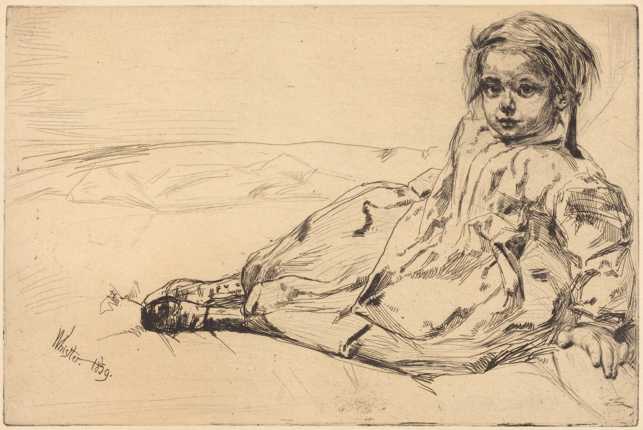Bibi Valentin, by James McNeill Whistler, ink, 1859