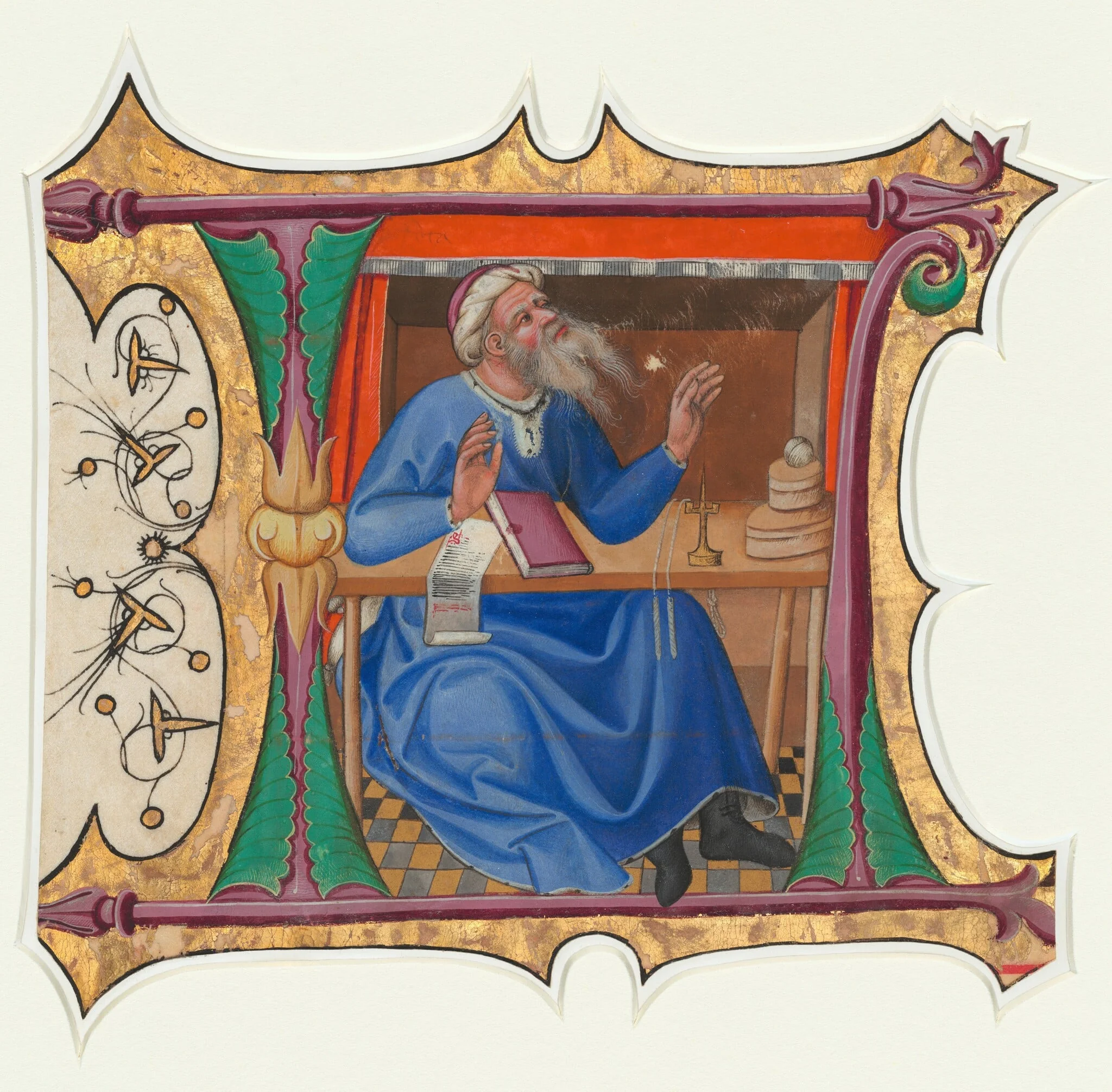 Initial L with Old Testament Prophet, by Master of the Cypresses, 1434