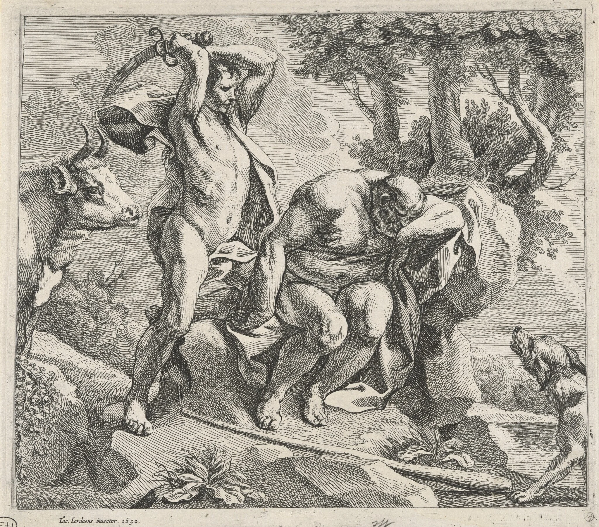 Mercury Killing Argus, by Remoldus Eynhoudts, ink, 1652