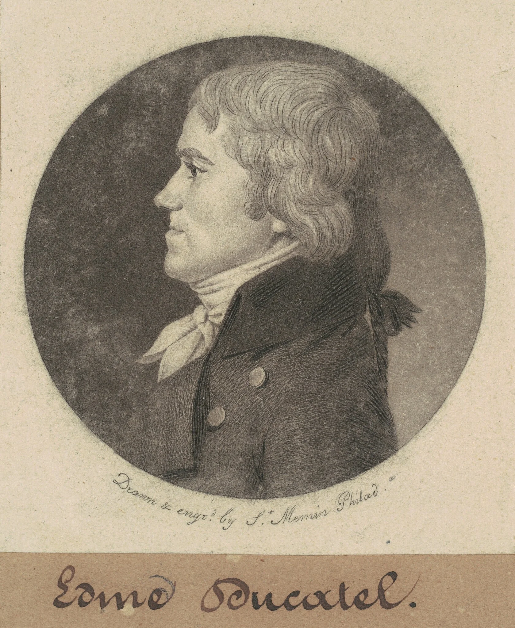 Edme Ducatel, by Charles Balthazar Julien Févret de Saint-Mémin, ink, 1800