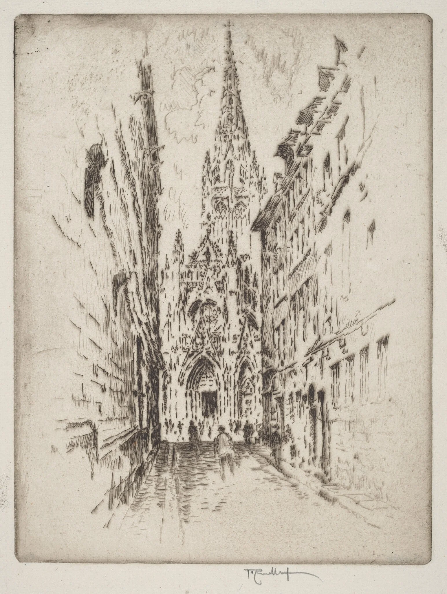 San Maclou, Rouen, by Joseph Pennell, ink, 1907