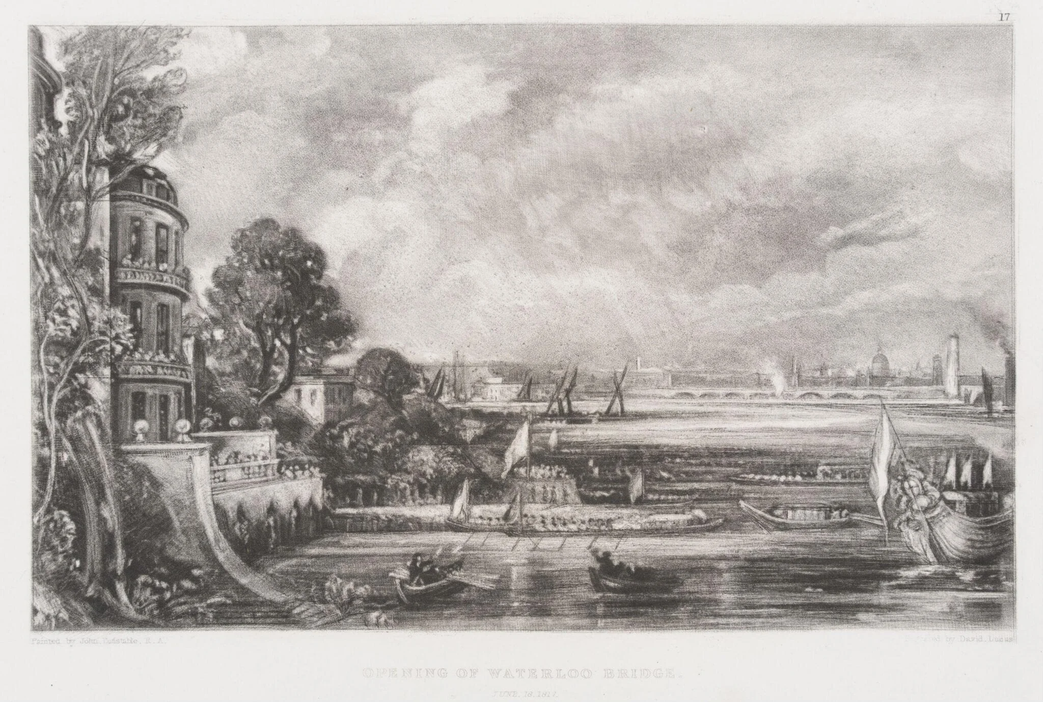OPENING OF WATERLOO BRIDGE. JUNE.18.1817, by John Constable, 1855