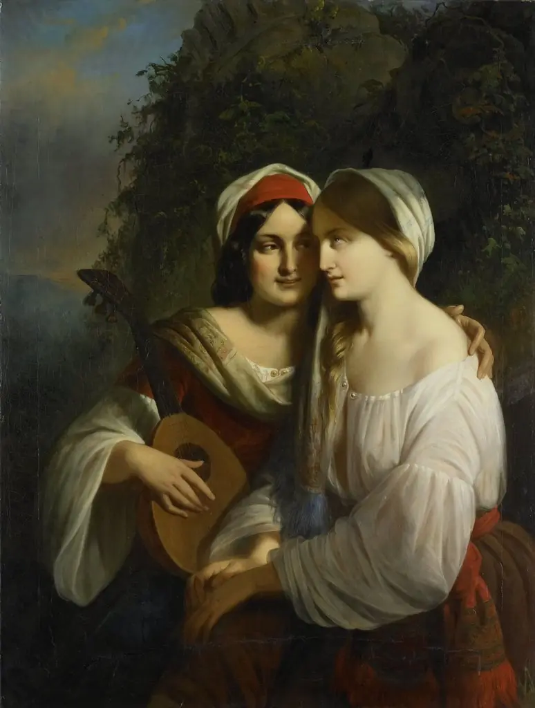 Twee vrouwen in Italiaanse dracht