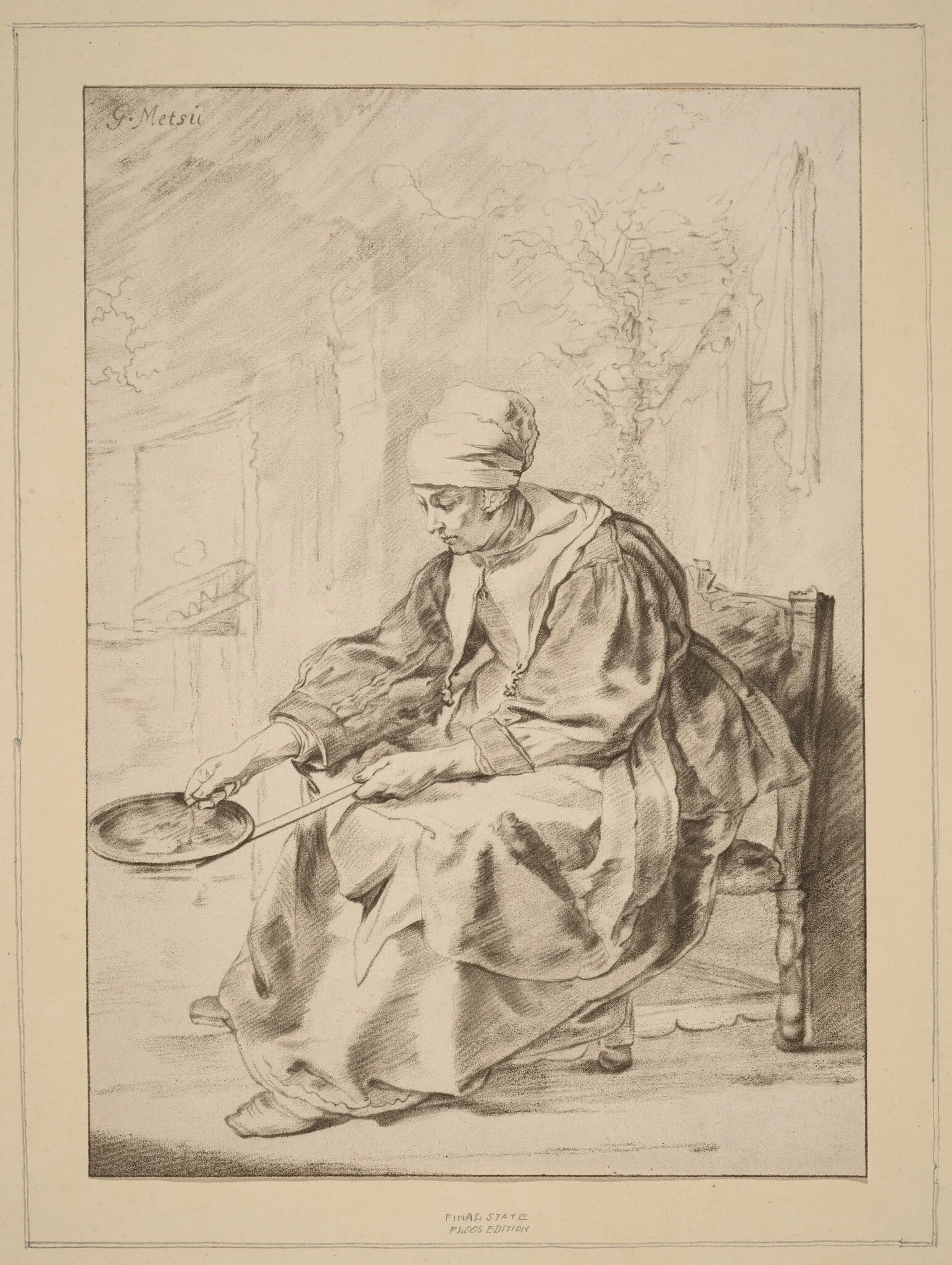 Pancake Woman, by Jacobus Buys, chalk, 1768