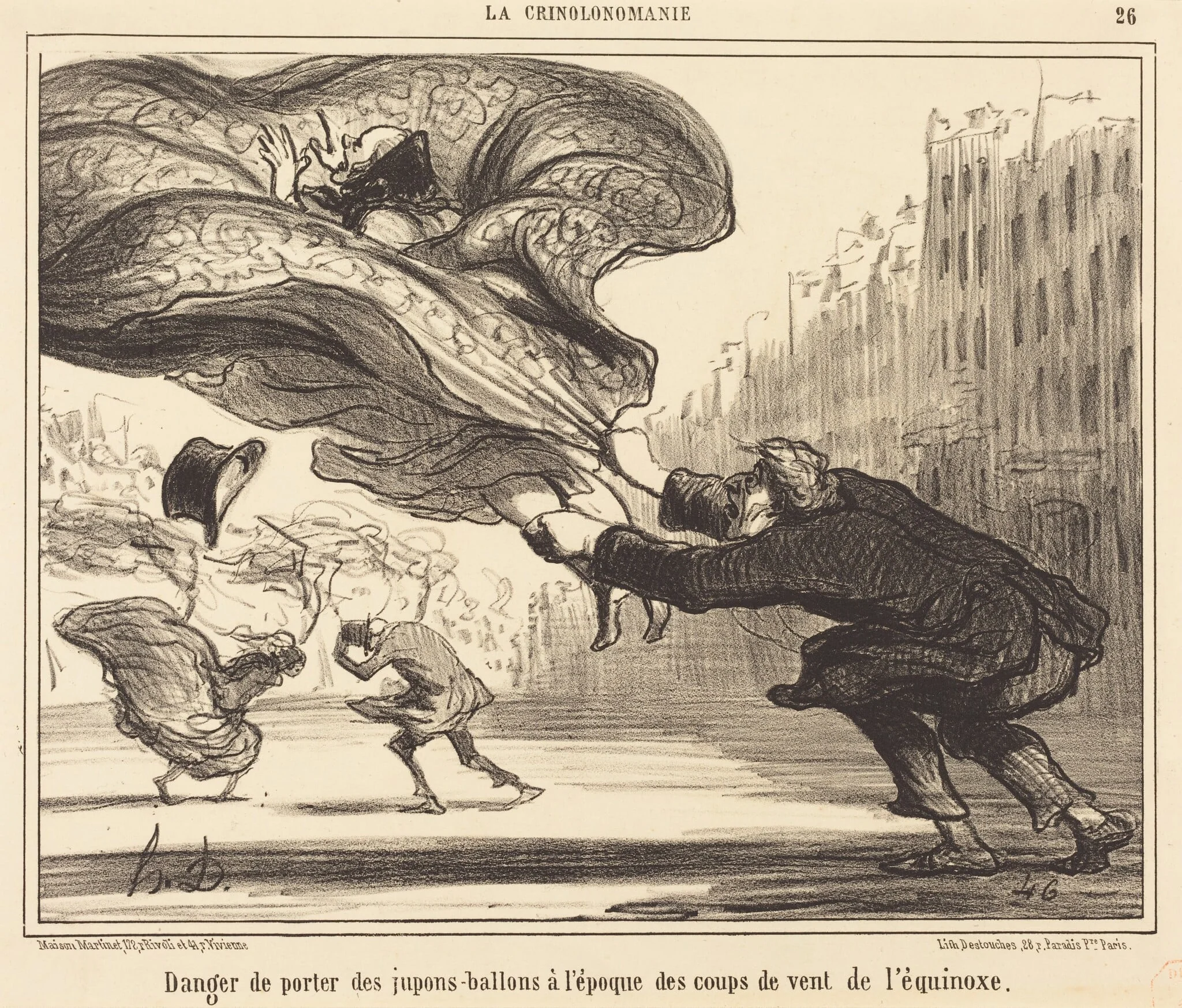 Danger de porter des jupons-ballons..., by Honoré Daumier, ink, 1857
