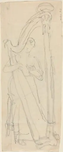 Woman Playing a Harp (Lavinia Banks?)