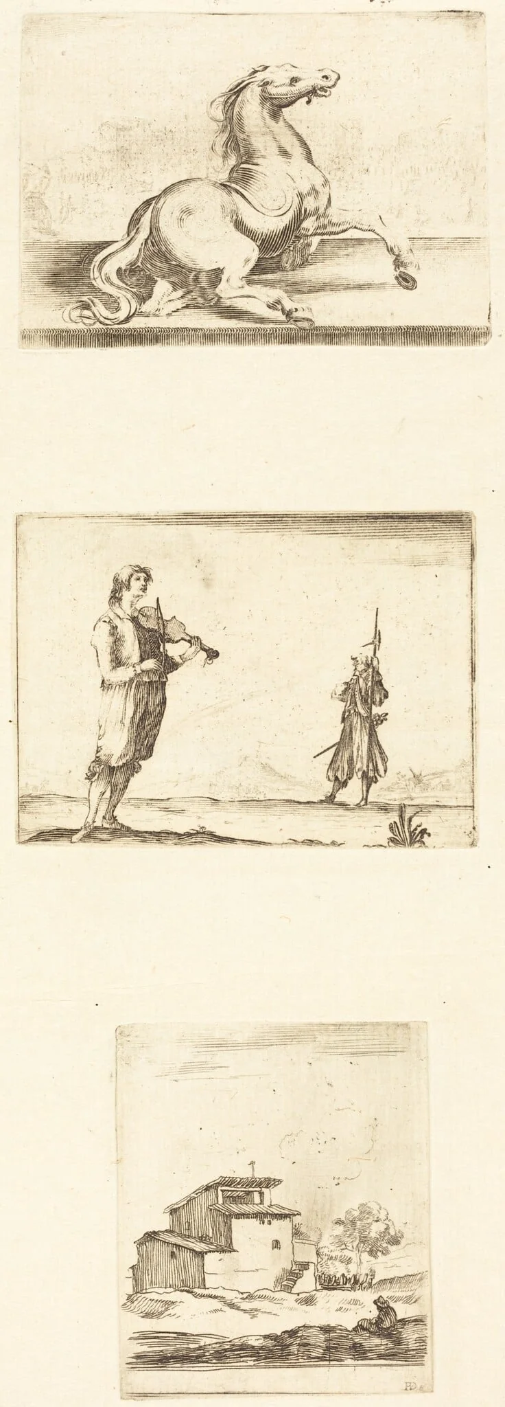 Sheet of Etchings, by French 17th Century, ink, 1601