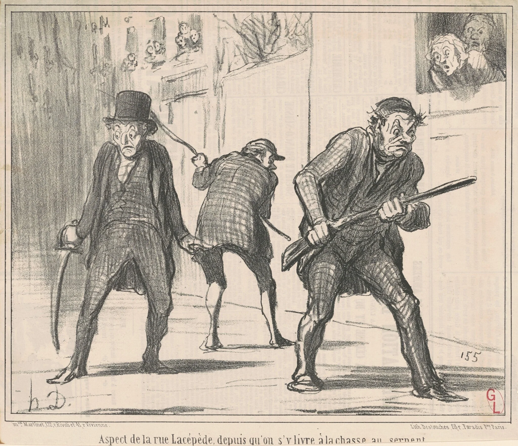 Aspect de la rue Lacépède ..., by Honoré Daumier, ink, 1858