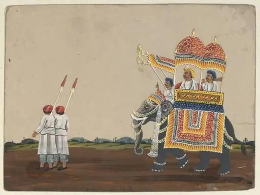 An elephant with a howdah